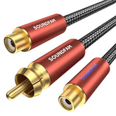 Rca Splitter 1-Male To 2-Female Y-Adapter Premium Subwoofer Splitter Cable - W