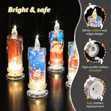 Flameless Led Candles Set Of 4 With Santa Claus, Snowman Decals - Battery Operated Christmas Themed Festival Gift Decorations