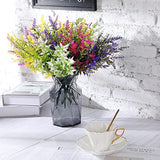 12 Bundles Outdoor Artificial Flowers Lavender Flowers Uv Resistant Plants Fake Bushes Faux Greenery Plants For Table Centerpiece Home Planter Garden Patio Front Porch Yard Decor(Mixed)