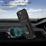 iPhone 15 Pro Case with HD Screen Protector and Magnetic Rotated Ring Holder Kickstand - Black
