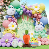 155Pcs Easter Balloon Arch Kit, Pastel Balloon Garland Decorations With Daisy Flower Bunny Carrot Foil Mylar Balloons For Party Birthday Baby Shower And Spring Celebrations