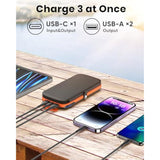 Solar Power Bank 10000Mah Built In 4 Panels 15W Fast Charging Solar Charger Outdoor Extenal Battery Pack For Iphone 15/15 Plus/15 Pro/15 Pro Max, Iphone 14/13 Series, Samsung Galaxy
