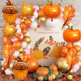 10pcs Fall Balloons with Pumpkin Maple Leaf Pine Cones for Thanksgiving Autumn Party Decor