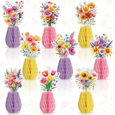 9 Pcs Wildflower Honeycomb Table Centerpieces Wildflower Birthday Party Decorations Spring Floral Table Centerpieces Paper Honeycomb Decor For Birthday Baby Shower Supplies Office