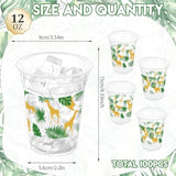 100 Pcs Jungle Safari Animals Cups - 12Oz Wild Animals Theme Party Disposable Plastic Cups For Safari, Birthday, Baby Shower
