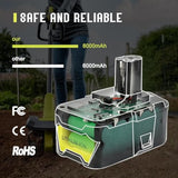 2Pack 8.0Ah Replacement For Ryobi 18V Battery For Ryobi One+ P108 P107 P105 P104 P103, With P117 2-Port Ryobi 18V Battery Charger