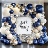 Navy Blue & Silver Balloon Arch Kit: Party Decorations (129 pcs)
