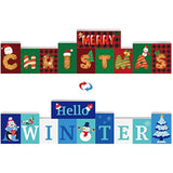 Hello Winter Merry Christmas Wooden Table Sign Reversible Table Decor Wooden Winter Table Decor Winter Table Centerpiece Decor For Farmhouse Home Party Tabletop Decorations