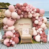 Dusty Pink Balloon Arch Kit with Blush Cream Rose Balloons for Baby Shower Party