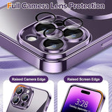 Luxury Clear Magnetic Case for iPhone 14 Pro with Camera Lens Protector, Compatible with MagSafe, Deep Purple, 6.1"