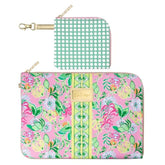 Lilly Pulitzer Padded Tech Sleeve with Small Zip Pouch for Accessories, Cute Laptop Case for Women, Tablet Bag or 13 Inch Laptop Sleeve, Via Amore Spritzer