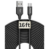 [ 16Ft/5M Extra Long Usb C Cable, Usb-A 2.0 To Type C Cable Fast Charger Nylon Braided Cord Compatible With Samsung Galaxy Note, Lg, Moto, Google, Switch, Camera And Other Usb-C Device