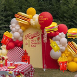 10Pcs BBQ Party Balloons Food Foil Hot Dog Burger Fries Ketchup Mustard