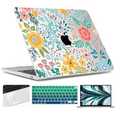 For M4 Macbook Air 13.6 Inch Case 2025-2022 Release M4 A3240 M3 A3113 M2 A2681, Plastic Hard Shell & Screen Protector & Keyboard Cover & Trackpad Film, Abstract Flower