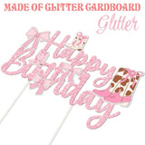 Cowgirls Boots Bows Cake Topper Coquette Cowgirl Birthday Cake Decorations Glitter Pink Cowgirls Boots Cake Picks Western Cowgirl Bow Birthday Party Supplies For Boots And Bows Baby Shower Decor
