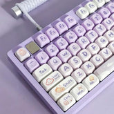 Keycaps 142 Keys Purple Rabbit Cute Moa Profile Dye-Sublimation For Cherry Mx