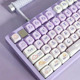 Keycaps 142 Keys Purple Rabbit Cute Moa Profile Dye-Sublimation For Cherry Mx