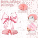 12pcs Pink Bow Honeycomb Centerpieces for Birthday, Bridal & Bachelorette Decor