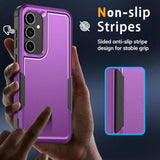 For Samsung Galaxy S25 Case With Hd Screen Protector, Military-Grade Shockproof & Dual-Layer Protection, Anti-Slip Grip Design Phone Case, Purple
