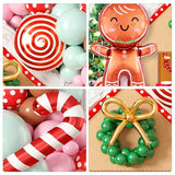 Gingerbread Balloon Arch Kit, 115 Pcs Pastel Pink Christmas Party Decorations with Pink Green and Red Latex Candy Cane Gingerbread Man Balloons Foil for Christmas Cookie Xmas New Year Party Supplies