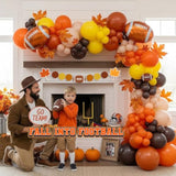 Fall Football Balloon Arch Kit Orange Brown Garland with Banner for Sports Party Decor