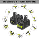 2 Pack 6.5Ah 18V Lithium Battery Replacement For Ryobi 18V 4.0Ah Battery Pbp005 4 Ah P108 P192 P129 P197 Pbp2005 Pbp004 18V 6.0Ah Battery P193 Compatible With Ryobi 18V One+ Battery