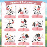 9 Pcs Pink Cow Honeycomb Centerpieces Farm Animals Cow Table Topper Honeycomb Pink Cow Theme Party Honeycomb 3D Cow Print Table Decoration For Girl Party Baby Shower Western Cowboy Party Supplies