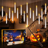 Halloween Floating Candles with Wand, 20 Pcs Flickering LED Hanging Candles
