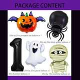 5Pc Halloween Foil Balloon Set β Number 1 with Spider, Pumpkin, Bat & Ghost