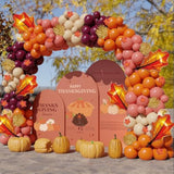 Fall Balloon Arch Kit: Burgundy, Orange, and Maple Leaf Garland