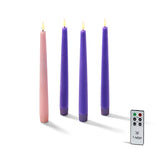 Battery Operated Advent Candles Set Of 4, 9 Inch Purple & Pink Flameless Candles, Flameless Taper Candles For Advent Wreath, Flickering Flameless Candles With Remote, Lent Decorations