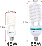2 Pack 85W CFL Photography Light Bulbs 5500K Daylight Spiral Softbox E27 Studio Lighting