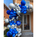 Royal Blue & Silver Balloon Arch Kit: 140pcs Party Decor