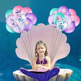 36-Pc Mermaid Balloon Set Purple, Pink, Teal & Confetti Decor