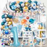 First Trip Around The Sun Birthday Party Decorations For Boy, Baby Boy 1St Birthday Party Supplies Outer Space Theme Birthday Decor, Solar System Astronaut Rocket Balloons Backdrop Party Decor