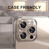 Compatible For Iphone 16 Pro/Iphone 16 Pro Max Camera Lens Protector, Bling Camera Cover With 9H Tempered Glass Lens Screen Protector Metal Ring Accessories (Glitter-Titanium Desert)