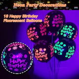 188-piece neon glow party set with dinnerware, balloons, and table décor for 24