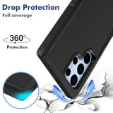 Dual Layer Protective Heavy Duty Cell Phone Cover for Samsung Galaxy S22 Ultra 5G - Military Grade Protection Bumper with Screen Protector - Black