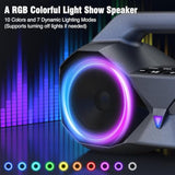 Portable Bluetooth Speaker - Ipx7 Waterproof Wireless Speakers With 80W Loud Hifi Stereo Sound, 24H Playtime, Dynamic Light, Deep Bass, Dual Pairing, 5.3 Bt For Outdoor, Home, Party, Gifts
