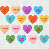 16 Pieces Valentine Felt Hanging Heart, Conversation Hearts Party Decor, Large Valentine Hearts Garland For Tree, Double Sided Letter Hanging Heart For Tree, 8.3 Inches