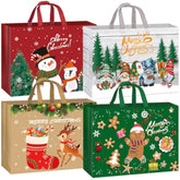12 Pack Extra Large Christmas Gift Bags, Reusable Tote Bags With Handle Non-Woven Christmas Bags For Gifts Wrapping Xmas Holiday-16.9 * 12.6 * 7.1”