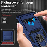 Samsung Galaxy S10 Plus Case with Camera Lens Cover HD Screen Protector, Military-Grade Drop Tested Magnetic Ring Holder Kickstand Protective Phone Case for Samsung Galaxy S10+ Plus (Navy Blue)