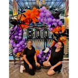 138Pcs Halloween Balloon Garland Arch Kit Black Orange Purple Pumpkin Bat Metallic Balloons