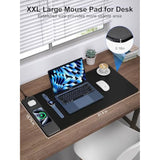 Wireless Charging Mouse Pad, Waterproof Gaming Mousepad With Ultra-Smooth Surface, Non-Slip Base, 31.5"X15.75" Xxl Large Desk Pad, Classic Black Computer Desk Mat For Macbook, Pc, Laptop