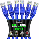 Maximm Cat 6 Ethernet Cable 8 Ft, (6-Pack) Cat6 Cable, LAN Cable, Internet Cab