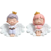 1 Pair Angel Cake Topper Figurines Angel Prince Princess Sculpture Cake Decoration Christmas Desktop Ornaments Home Table Centerpieces Baby Shower Birthday Party Supplies