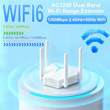 1200Mbps Wifi Extender Signal Booster,Dual Band Wireless Repeater Long Range Wifi Signal Amplifier Covers 12000Sq.Ft,100+Devices Efficient Heat Dissipation,Easy Setup Wifi Repeater W/Ethernet