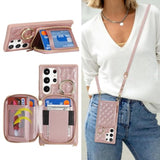 Rose Gold Crossbody Wallet Case for Samsung Galaxy S24 Ultra
