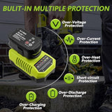 2Pack 6.0Ah Replacement For Ryobi 18V Battery And Charger Combo Replacement For Ryobi 18V Lithium P102 P103 P104 P105 P107 P109 P108 P190 P122 Cordless Tools Battery And P117 Charger