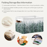 Winter Pine Forest Tree Storage Basket With Waterproof Liner And Pu Handles Christmas Snow Scene Storage Bins Boxes 14.2" Collapsible Decorative Organizer Baskets For Bedroom Closet Office 1 Pack